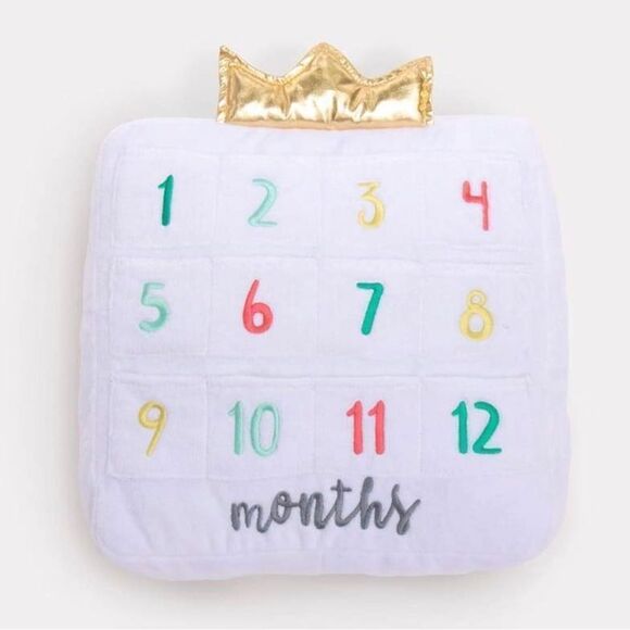 Baby Aspen My First Milestone White Unisex Baby Age Decorative Pillow One Size - Picture 1 of 12